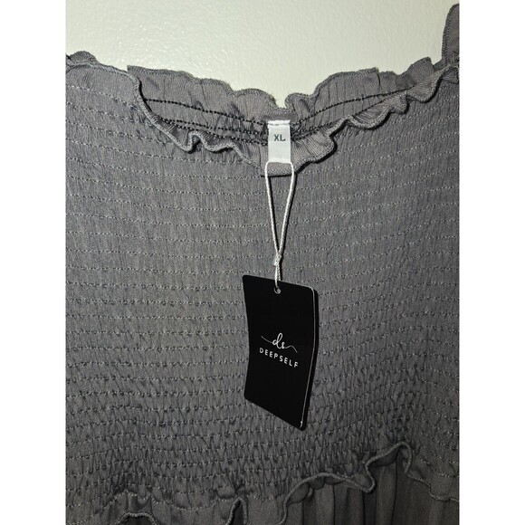 DEEPSELF Smocked Romper Ruffle Strap Sleeveless Casual Jumpsuit XL - Picture 3 of 3